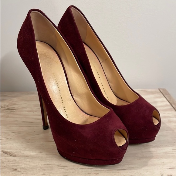Giuseppe Zanotti Suede Platform Peep Toe Pumps - Picture 1 of 10